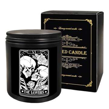 QGFM Gothic Couple Candle,Gothic Valentines Skeleton Gifts for Women Men,Tarot Scented Candle,Couple...