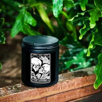 QGFM Gothic Couple Candle,Gothic Valentines Skeleton Gifts for Women Men,Tarot Scented Candle,Couples Gifts for Husband and Wife,Valentine Scented Candle Decorations for Home