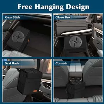 Femuar Leak Proof Car Trash Can with Lid - Waterproof Automotive Garbage Bin for SUVs, Collapsible and Portable Car Trash Bag, Black