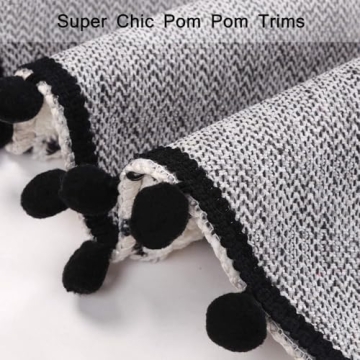 Uphome Soft Boho Round Rug Washable with Pom Poms 3'