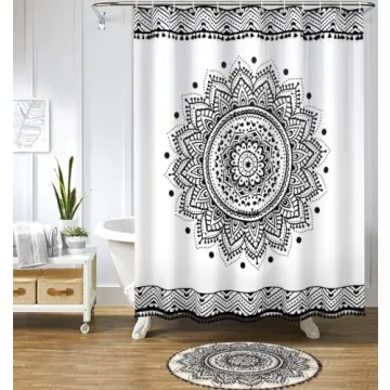 Uphome Soft Boho Round Rug Washable with Pom Poms 3'