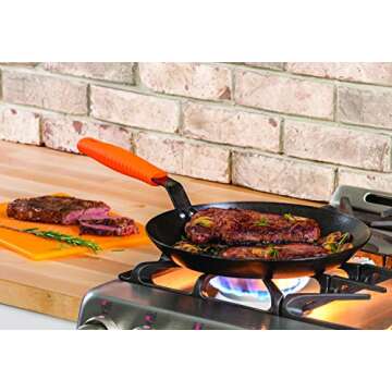 Lodge Manufacturing Company CRS12HH61 Carbon Steel Skillet, 12", Black/Orange