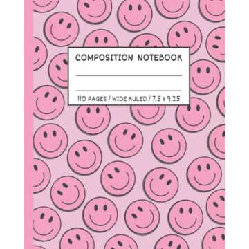 Pink Composition Notebook Wide Ruled: Aesthetic Preppy Notebook | Cute Composition Notebooks Wide Ru...