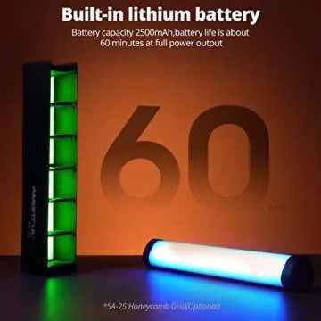 AMBITFUL A2 Full-Color RGB Tube Light, CRI 95 TLCI 97 Accurate Color,2500k-8500K Adjustable,RGB CCT HSI Mode, 29 Fx Light Effect,APP Control Support, Brightness Adjustable, Magnet Design (A2)