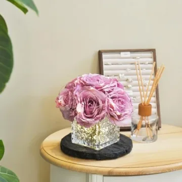 Artificial Rose Centerpiece in LED Glass Vase