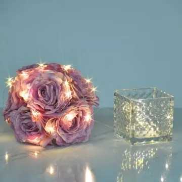 Artificial Rose Centerpiece in LED Glass Vase