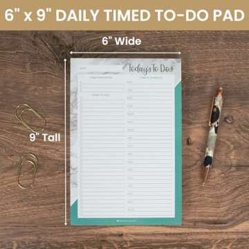 Bloom Daily Planners Undated Daily Timed To-Do List Pad - 80 Tear-Off Sheets