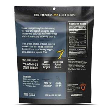 Kosmos Q Seven Pepper Face Lift Wing Dust - 5 Oz Bag for Wings, Popcorn & More - Dry BBQ Hot Wings R...