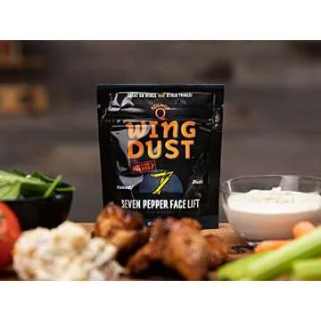Kosmos Q Seven Pepper Face Lift Wing Dust - 5 Oz Bag for Wings, Popcorn & More - Dry BBQ Hot Wings Rub with 7-Pepper Blend, Garlic & Onion (Seven Pepper)