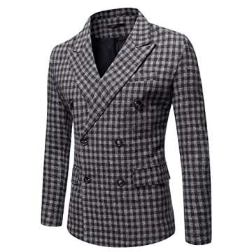 YFFUSHI Mens Floral Dress Suit Double Breasted Stripes/Plaids Stylish Casual Blazer Jacket
