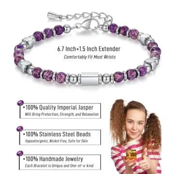 Beaded Bracelets Gifts for Teen Girls Kids Easter Basket Stuffers Teens Teenage Trendy Stuff Purple Jewelry Girls 8 12 14 16 6 10 13 15 Year Old Birthday Granddaughter Daughter Niece Stocking