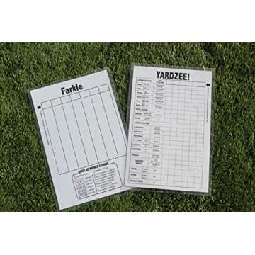 Backyard Recess Yardzee & Yard Farkle Giant Wooden 6 Dice Set for Outdoor Fun Lawn Games Picnic Barbeque Party Tailgaiting & Special Events with Collapsible Bucket & Lid Scorecards & Markers