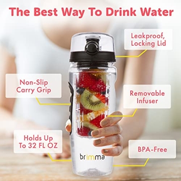 Brimma Fruit Infuser Water Bottle 32 oz Leakproof