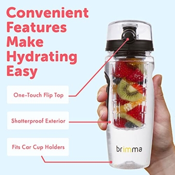 Brimma Fruit Infuser Water Bottle 32 oz Leakproof