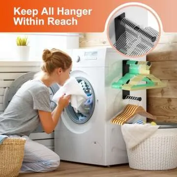 Hanger Organizer Stacker- Upgrade Extendable Magnetic Hanger Storage Rack Holder for Washing Machine Closet Laundry Room Organization, Space Saving Hanger Stacker for Adult or Child Clothes Hangers