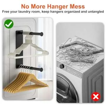 Hanger Organizer Stacker- Upgrade Extendable Magnetic Hanger Storage Rack Holder for Washing Machine Closet Laundry Room Organization, Space Saving Hanger Stacker for Adult or Child Clothes Hangers