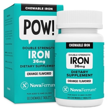 NovaFerrum Pow | Chewable Iron Supplement for Adults | Anemia | 36mg of Iron | 90 Servings | Sugar F...