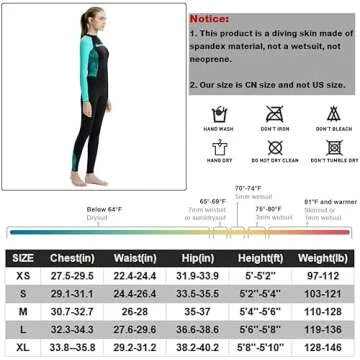 Dive Skins Full Body Swimsuit Wetsuit Scuba Rash Guard Diving Suit for Women Men Adult, Long Sleeve Swimwear One Piece UV Protection Quick Dry Sunsuit for Surfing Snorkeling Kayaking (Black, M)