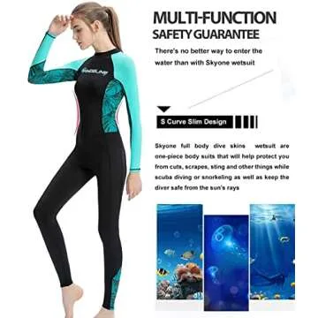 Dive Skins Full Body Swimsuit Wetsuit Scuba Rash Guard Diving Suit for Women Men Adult, Long Sleeve Swimwear One Piece UV Protection Quick Dry Sunsuit for Surfing Snorkeling Kayaking (Black, M)