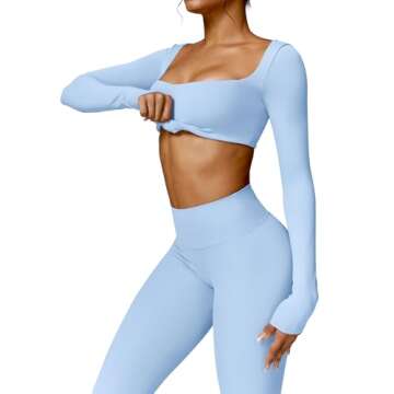 YEOREO Kyla Women Crop Top Long Sleeve Padded Sports Low Medium Impact Yoga Shirt Workout