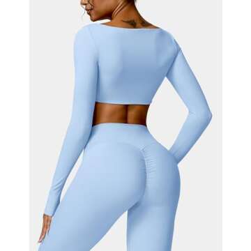 YEOREO Kyla Women Crop Top Long Sleeve Padded Sports Low Medium Impact Yoga Shirt Workout