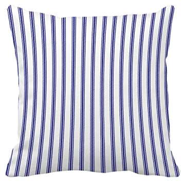 Leaveland Navy Blue Ticking Stripe Throw Pillow Cover