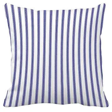 Leaveland Navy Blue Ticking Stripe Throw Pillow Cover