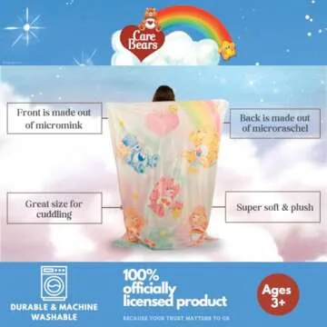 Franco Collectibles Care Bears Valentine's Day Heart Vintage Bedding Super Soft Plush Throw, 46 in x 60 in, (Officially Licensed Product)