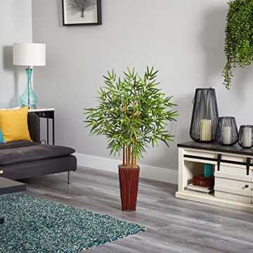 Nearly Natural 4ft Bamboo with Decorative Planter - Lifelike Elegance