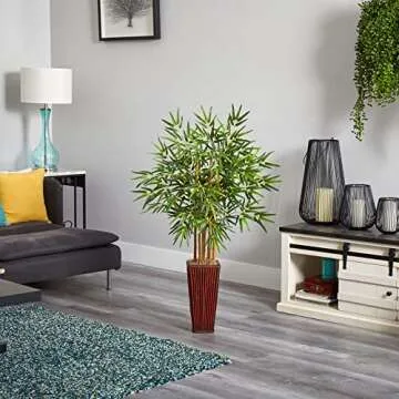 Nearly Natural 4ft Bamboo with Decorative Planter - Lifelike Elegance