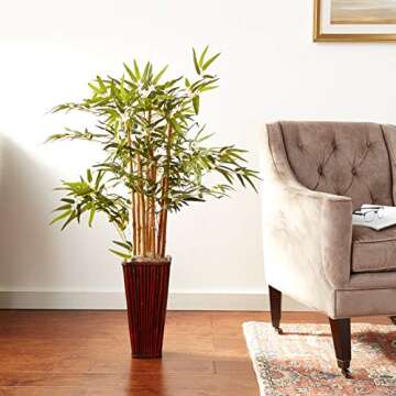 Nearly Natural 4ft Bamboo with Decorative Planter - Lifelike Elegance