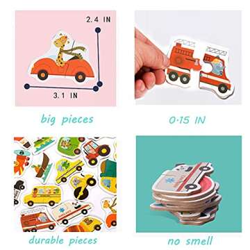Little Bado Cars Floor Puzzles for Kids Puzzles Age 3 4 5 6 Years Olds Boys and Girls Animals Jigsaw Puzzles Children Toddlers Easy Puzzles for 3 Year Old Match Puzzle