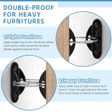 10 Pack Furniture Wall Anchors for Baby Proofing, Anti Tip Furniture Anchors, Secure 400 Pound Furniture, Dresser, Bookcase to Wall Prevent Falling, Earthquake Straps for Child Safety (Black)