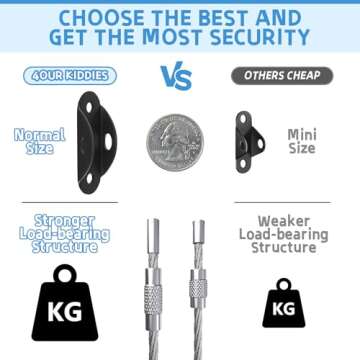 10 Pack Furniture Wall Anchors for Baby Proofing, Anti Tip Furniture Anchors, Secure 400 Pound Furniture, Dresser, Bookcase to Wall Prevent Falling, Earthquake Straps for Child Safety (Black)