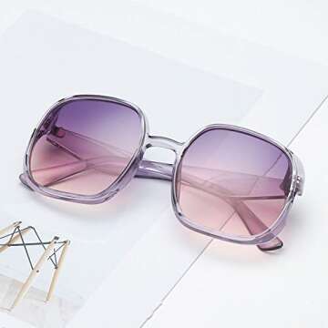 Tomppy Retro Rhombus Sunglasses for Women UV Protection Oversized Tinted Lenses Eyewear Outdoor Sports Polarized Sun Glass