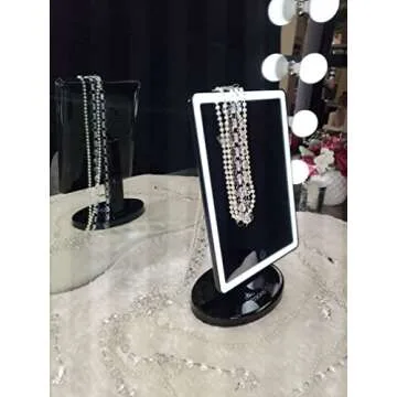 Impressions Vanity Touch Ultra LED Lighted Makeup Mirror, X Large Vanity Mirror with Touch Sensor Dimmer Switch, 360 Rotation Tabletop Cosmetic Mirror with Double Power Supply(Black)