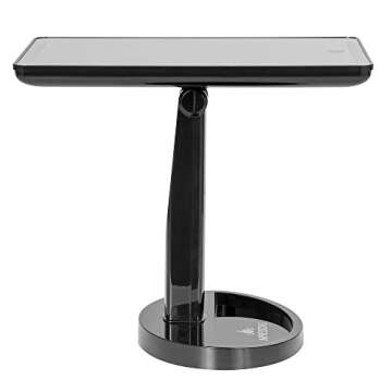 Impressions Vanity Touch Ultra LED Lighted Makeup Mirror, X Large Vanity Mirror with Touch Sensor Dimmer Switch, 360 Rotation Tabletop Cosmetic Mirror with Double Power Supply(Black)