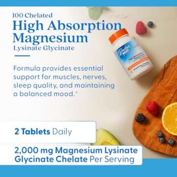 Doctor's Best High Absorption Magnesium Glycinate Lysinate, 100% Chelated, TRACCS, Not Buffered, Non-GMO, Vegan, Gluten & Soy Free, 100 mg, 120 Tablets (Packaging May Vary)