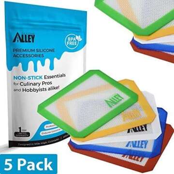 Non-stick Wax Mat Pad [5-Pack] / Silicone Nonstick Mat Small Rectangle 5" x 4" - Colors Exactly as Featured