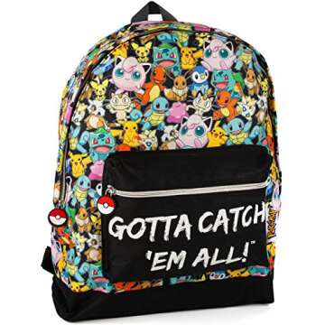 Vanilla Underground Pokemon Gamer School Backpack | Adjustable Straps | Unisex Design | Dynamic Pok?...