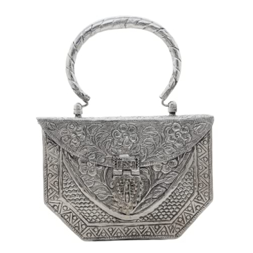 Trend Overseas Women's Silver Brass Clutch - Handmade Elegance