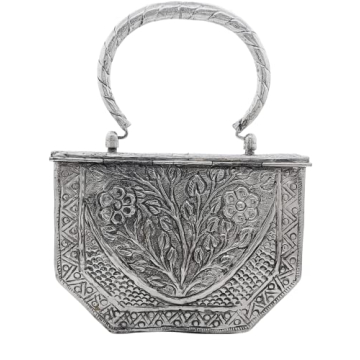 Trend Overseas Women's Silver Brass Clutch - Handmade Elegance