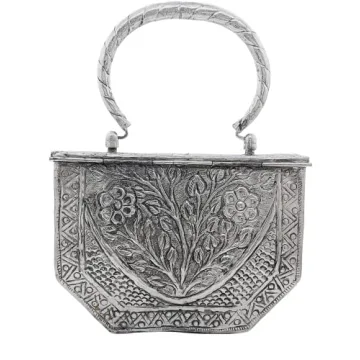Trend Overseas Women's Silver Brass Clutch - Handmade Elegance