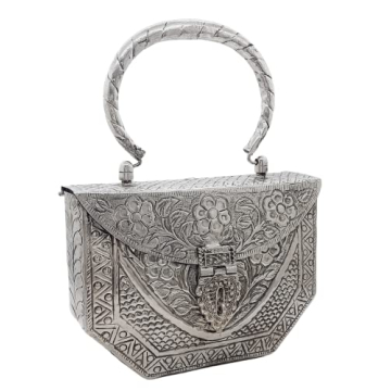 Trend Overseas Women's Silver Brass Clutch - Handmade Elegance
