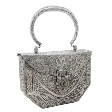 Trend Overseas Women's Silver Brass Clutch - Handmade Elegance