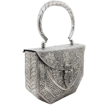 Trend Overseas Women's Silver Brass Clutch - Handmade Elegance