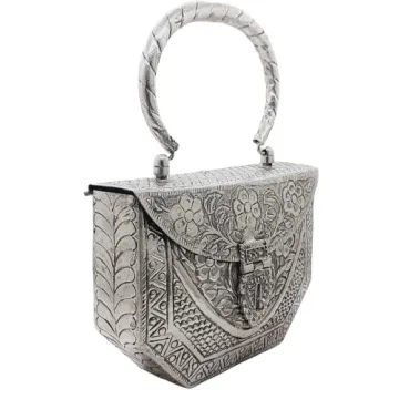 Trend Overseas Women's Silver Brass Clutch - Handmade Elegance