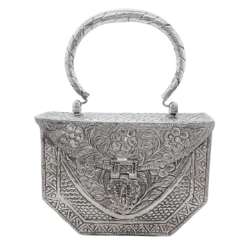 Trend Overseas Women's Silver Brass Clutch - Handmade Elegance