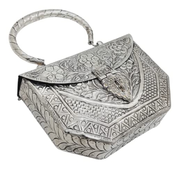 Trend Overseas Women's Silver Brass Clutch - Handmade Elegance