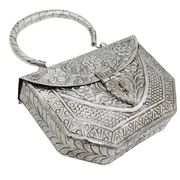 Trend Overseas Women's Silver Brass Clutch - Handmade Elegance